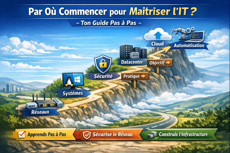 Guide pas à pas pour débuter en IT : réseaux informatiques, cybersécurité, systèmes, datacenter et cloud